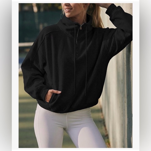 NWT Black Half-Zip Pullover Sweatshirt-S - Picture 7 of 17